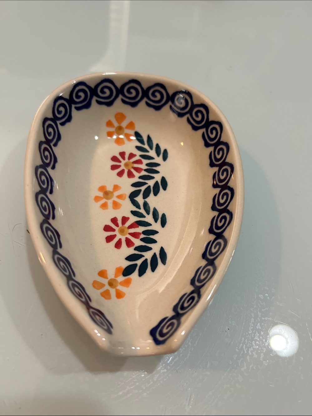 NWOT? Poland Polish Ceramic Spoon Rest with Floral Motif